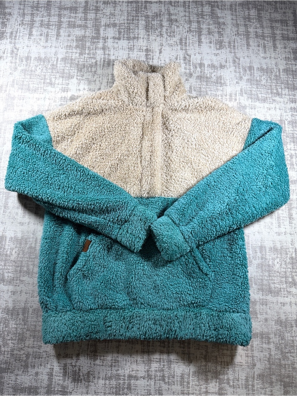 Roxy Women’s Coastal Route Two-Tone Zip-Up Sherpa Sweater Size XS/ AUS 6